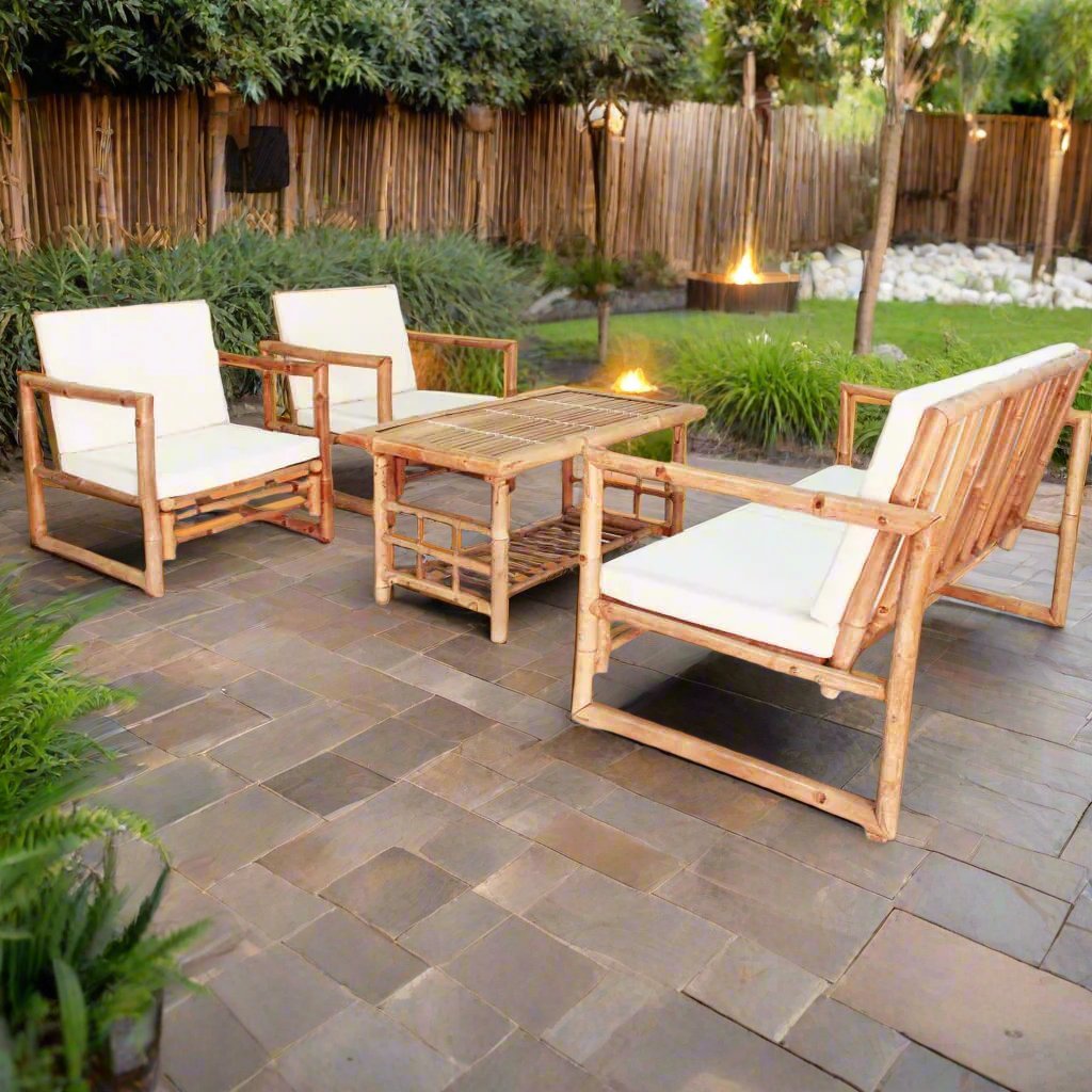 -Delige Loungeset Met Kussens Bamboe