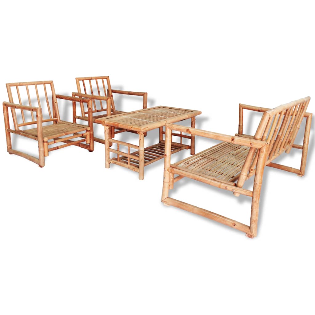 -Delige Loungeset Met Kussens Bamboe