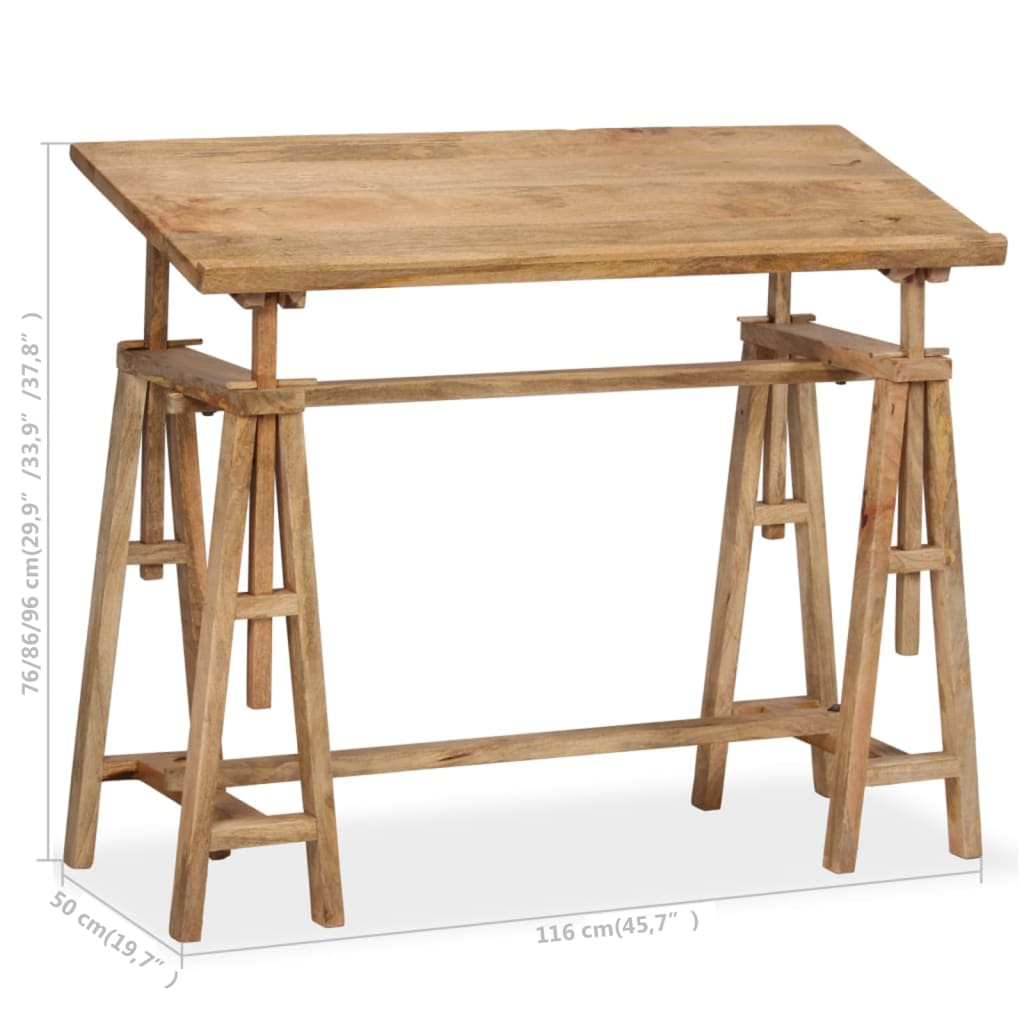Tekentafel 116X50X76 Cm Massief Mangohout Crème