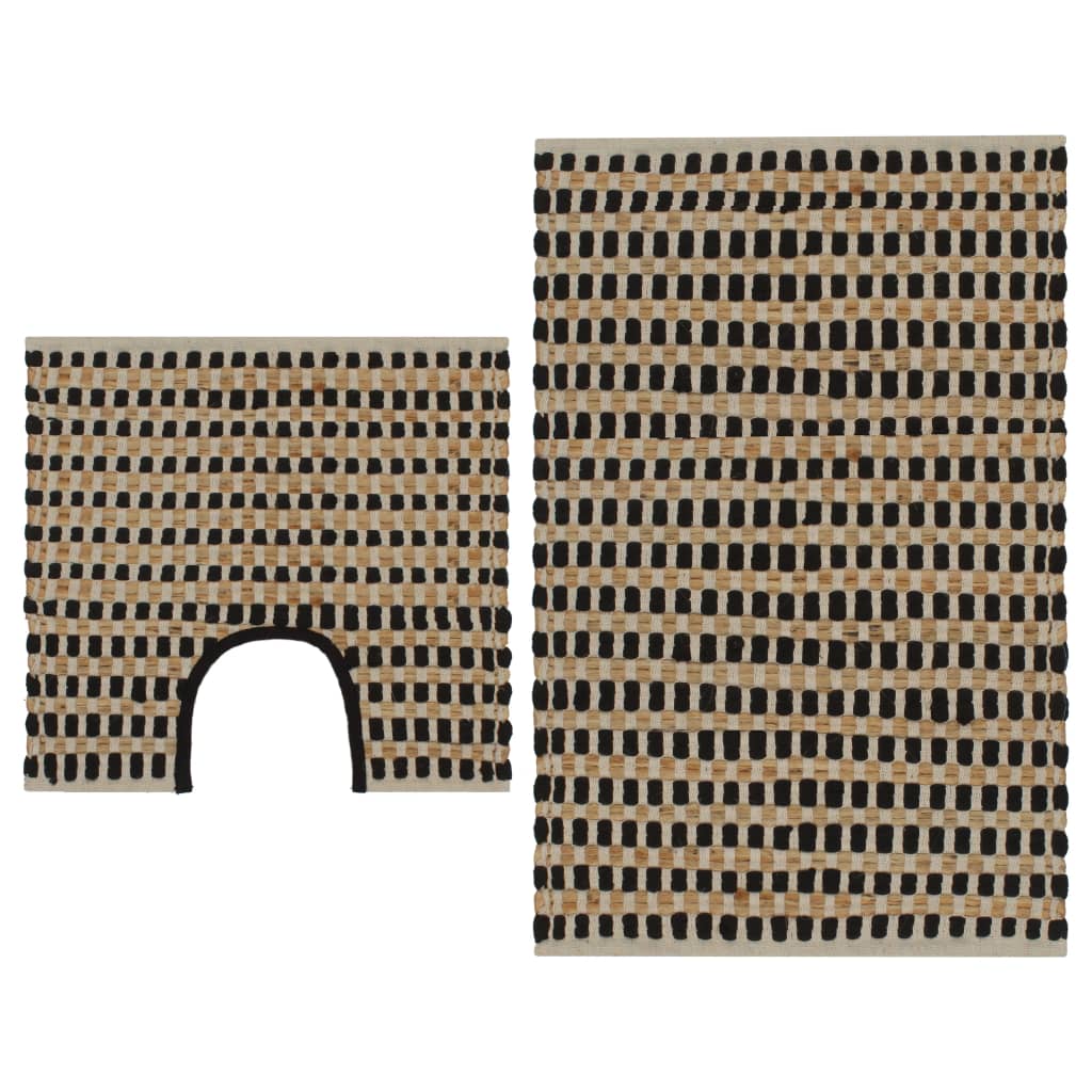 Badmattenset Handgeweven Jute En Stof Naturel En