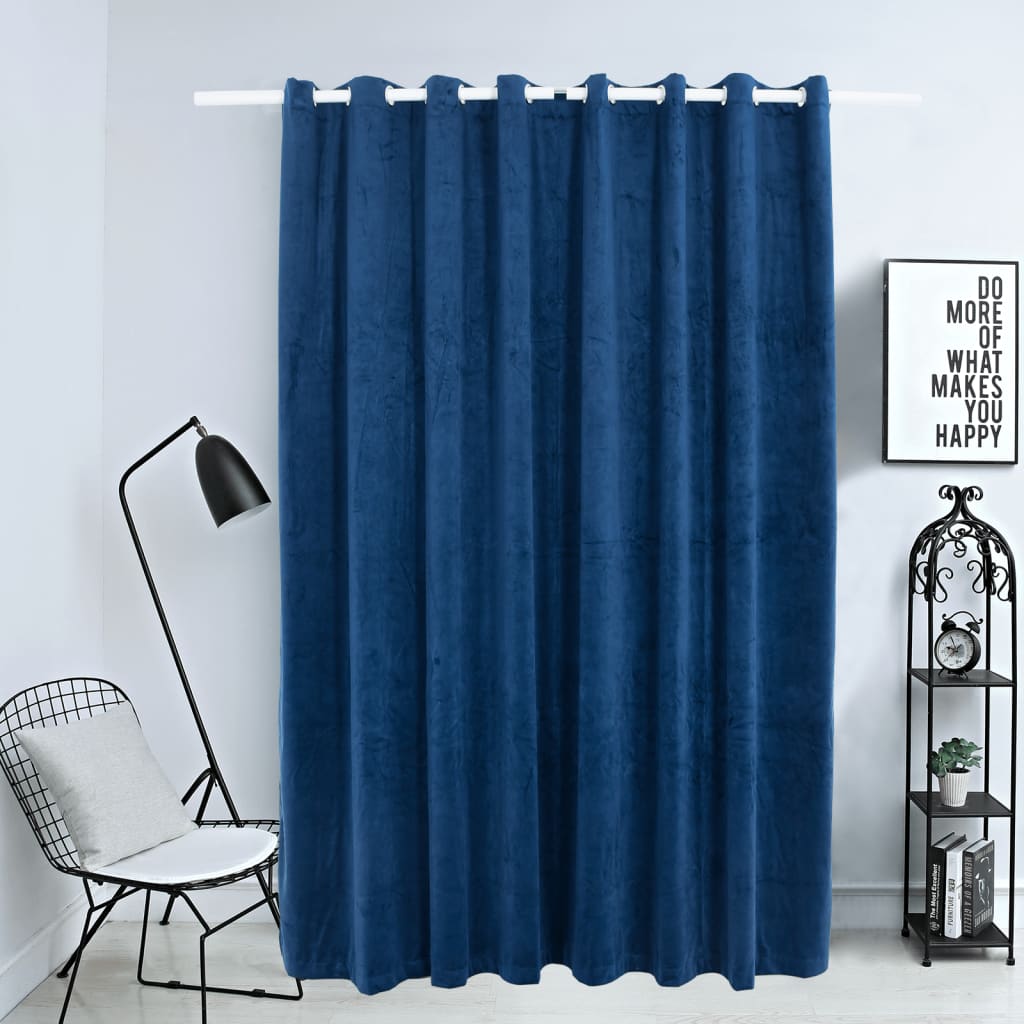 Gordijn Verduisterend Met Ringen 290X245 Cm Fluweel Blauw