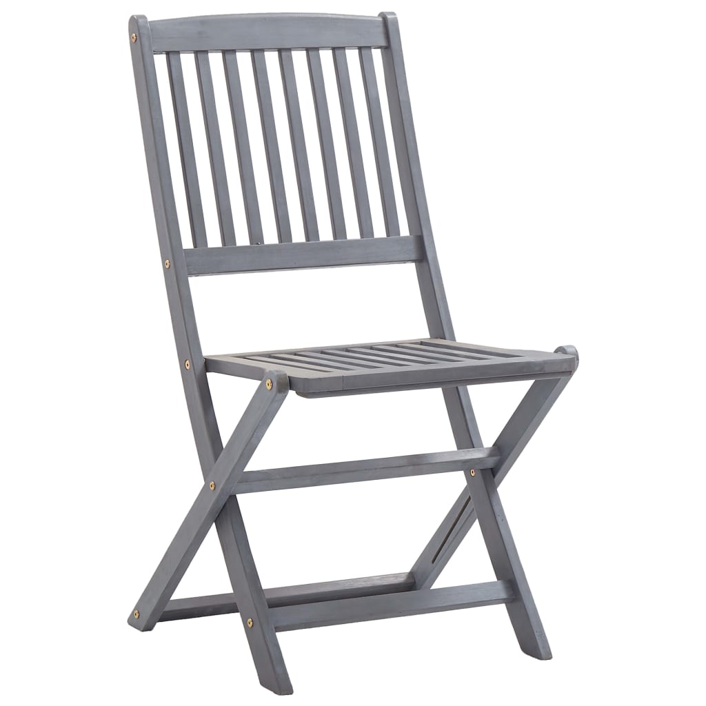 Tuinstoelen Inklapbaar Massief Acaciahout Grijs