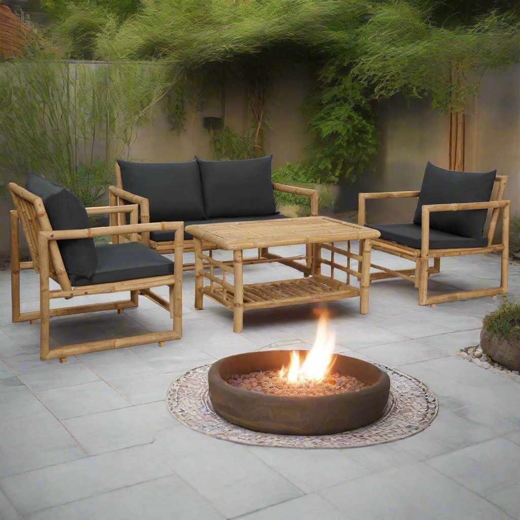 -Delige Loungeset Met Kussens Bamboe