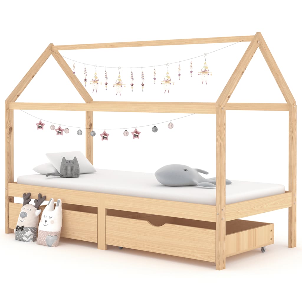 Kinderbedframe Met Lades Grenenhout