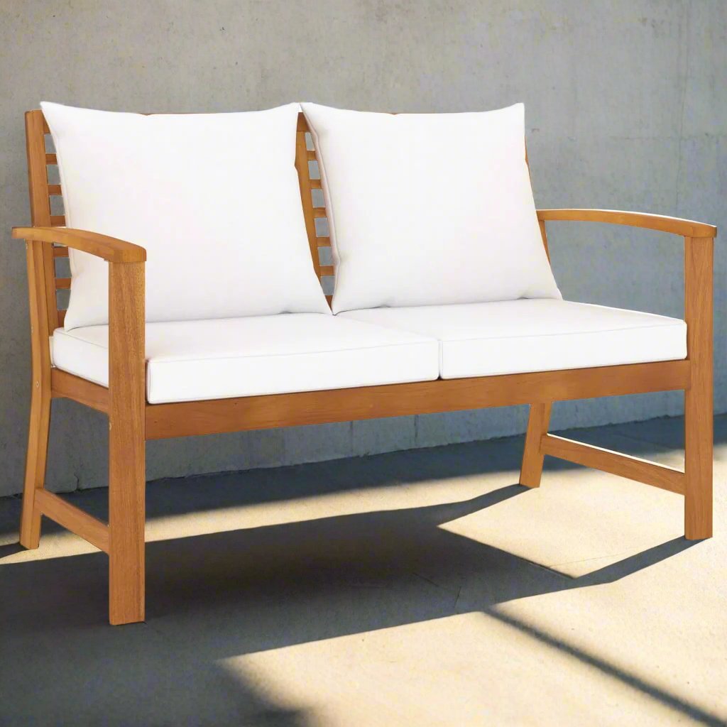 Tuinbank 120 Cm En Crèmekleurig Kussen Acaciahout