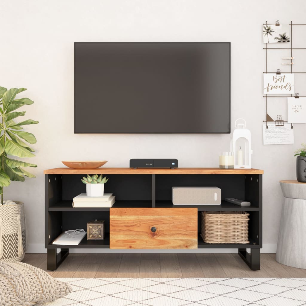 Tv-Meubel 100X33X46 Cm Massief Mangohout En Bewerkt Hout