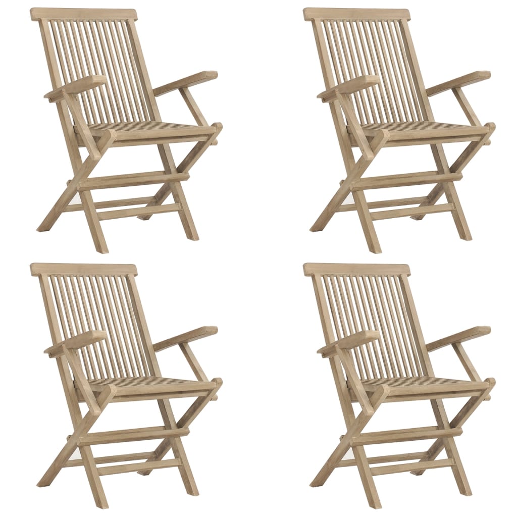 Tuinstoelen Inklapbaar 56X61X89 Cm Massief Teakhout Grijs