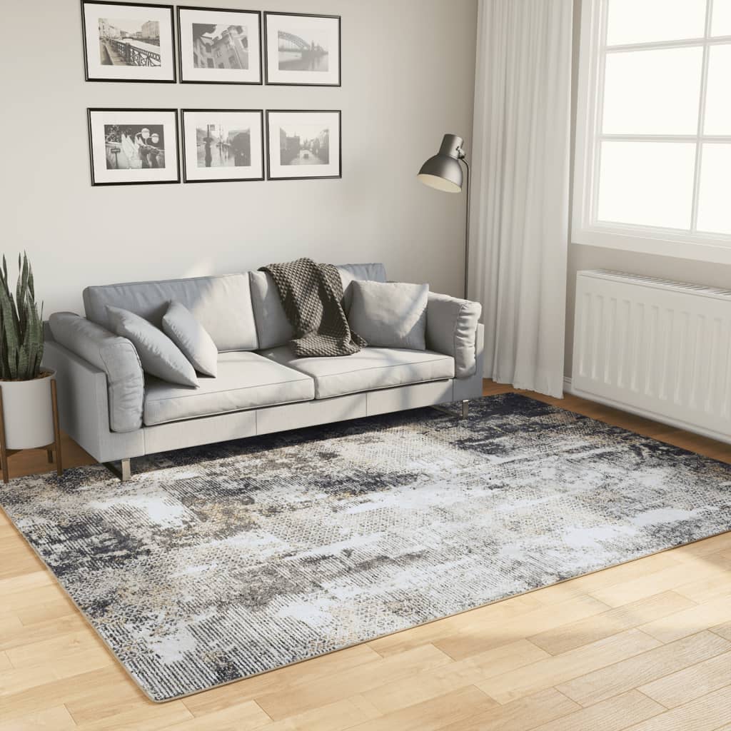 Vloerkleed Wasbaar Anti-Slip Meerkleurig Zwart En Wit