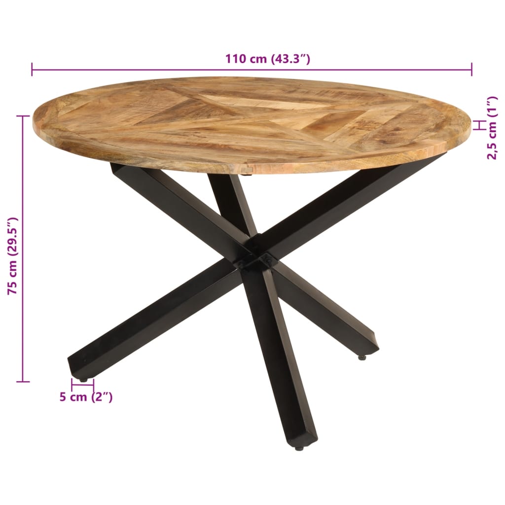 Eettafel Ø110X76 Cm Massief Ruw Mangohout
