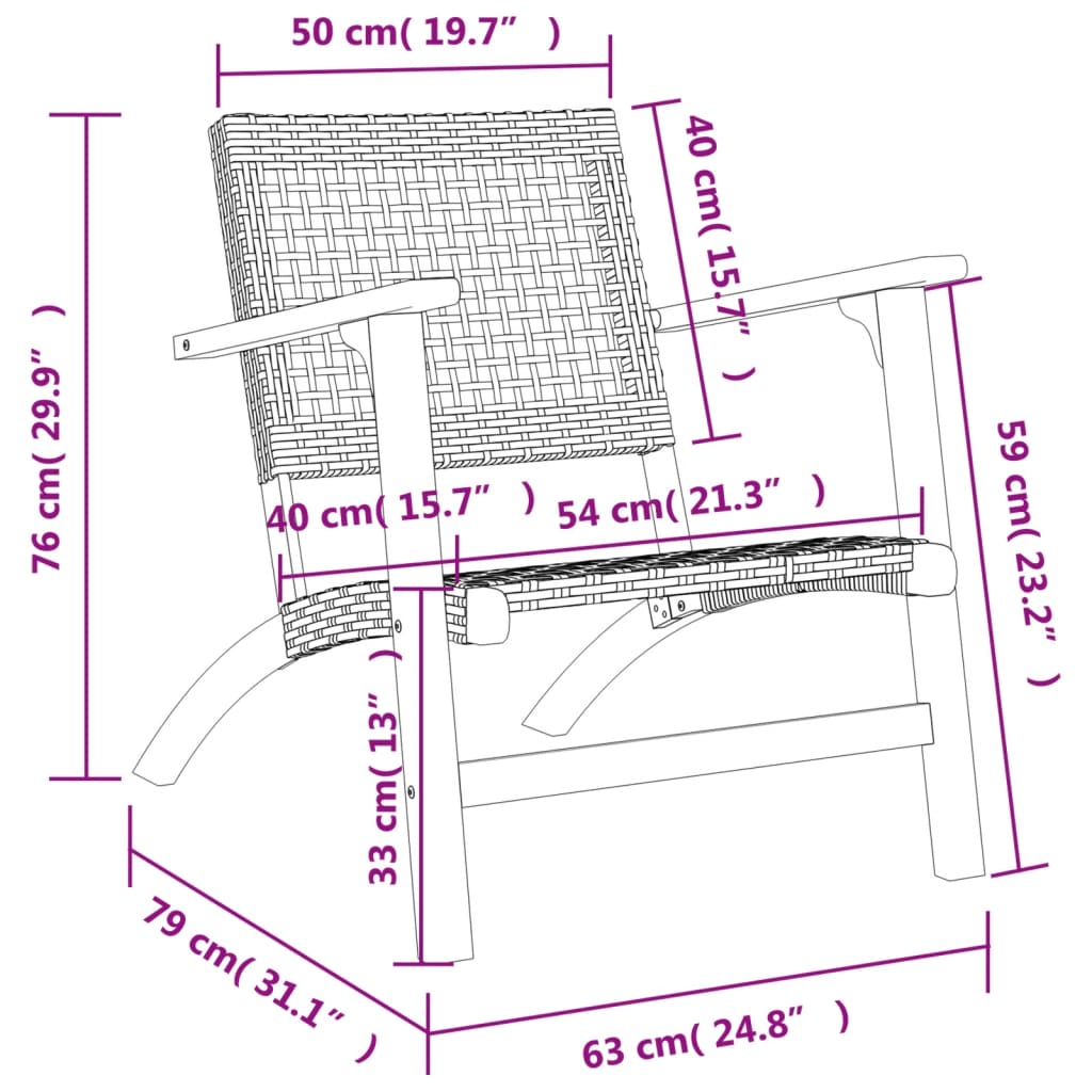 Tuinstoelen 2 St Poly Rattan En Acaciahout