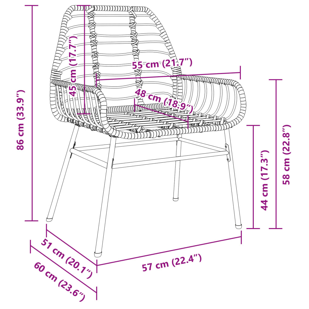 Tuinstoel Poly Rattan 2 St
