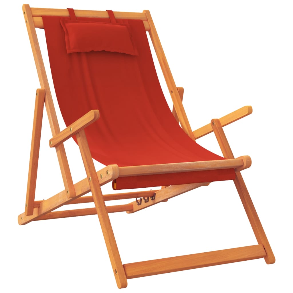 Strandstoelen 2 St Inklapbaar Stof Rood