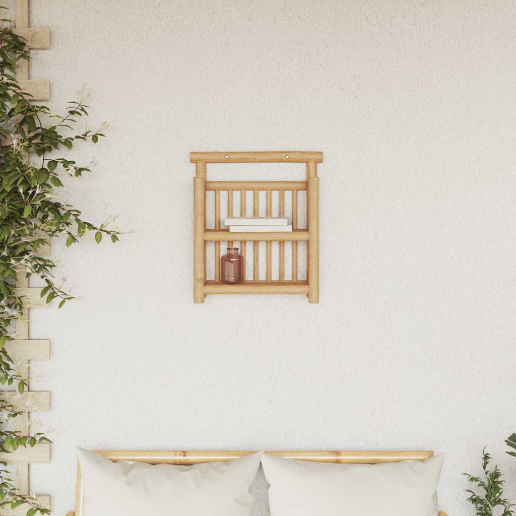 Wandplank Met Plank Met Opslag Bruin 40 X 13 X 44 Cm Bamboe