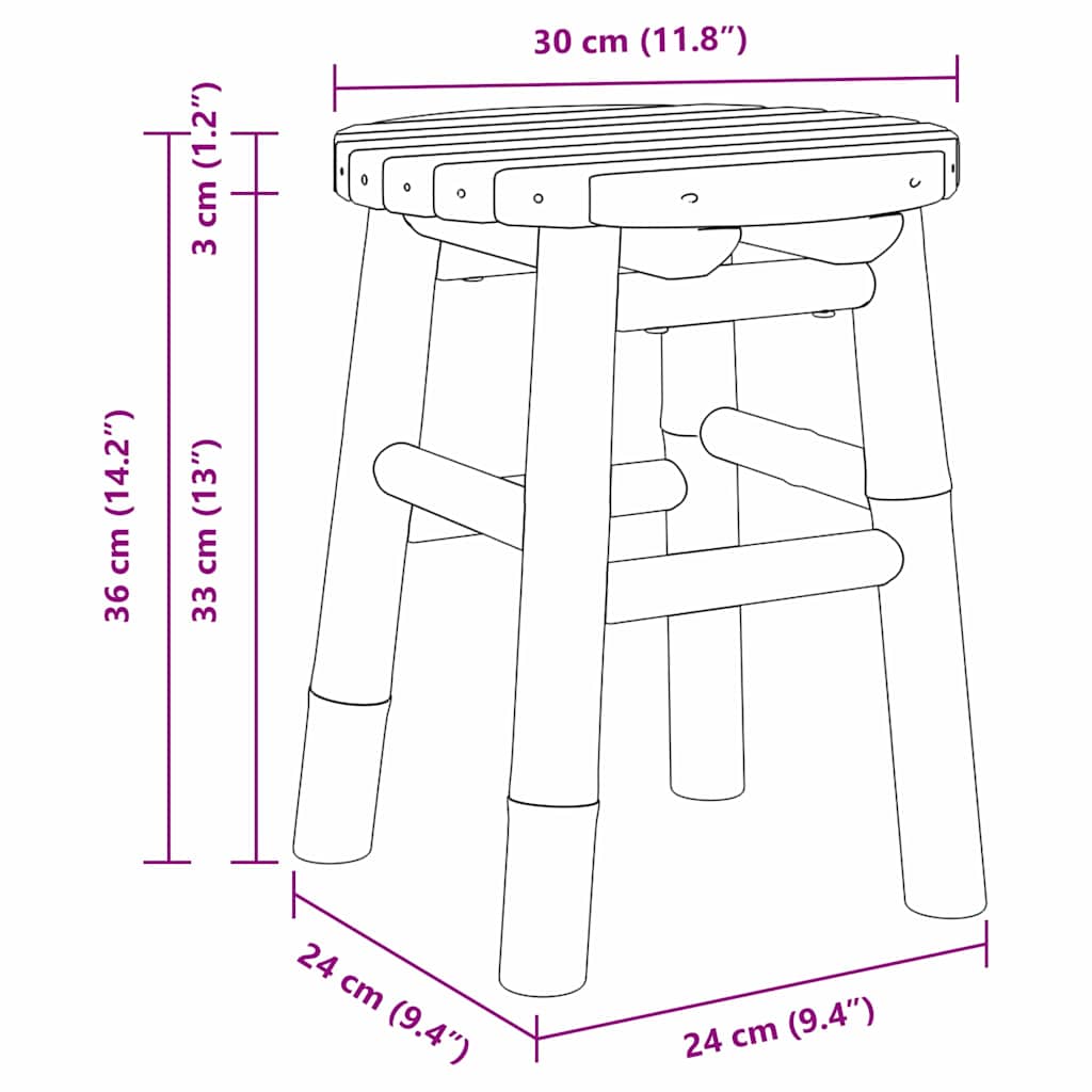 Kruk Bruin 30 X 30 X 36 Cm Bamboe