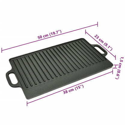 Grillplaat Dubbelzijdig 50X23 Cm Gietijzer