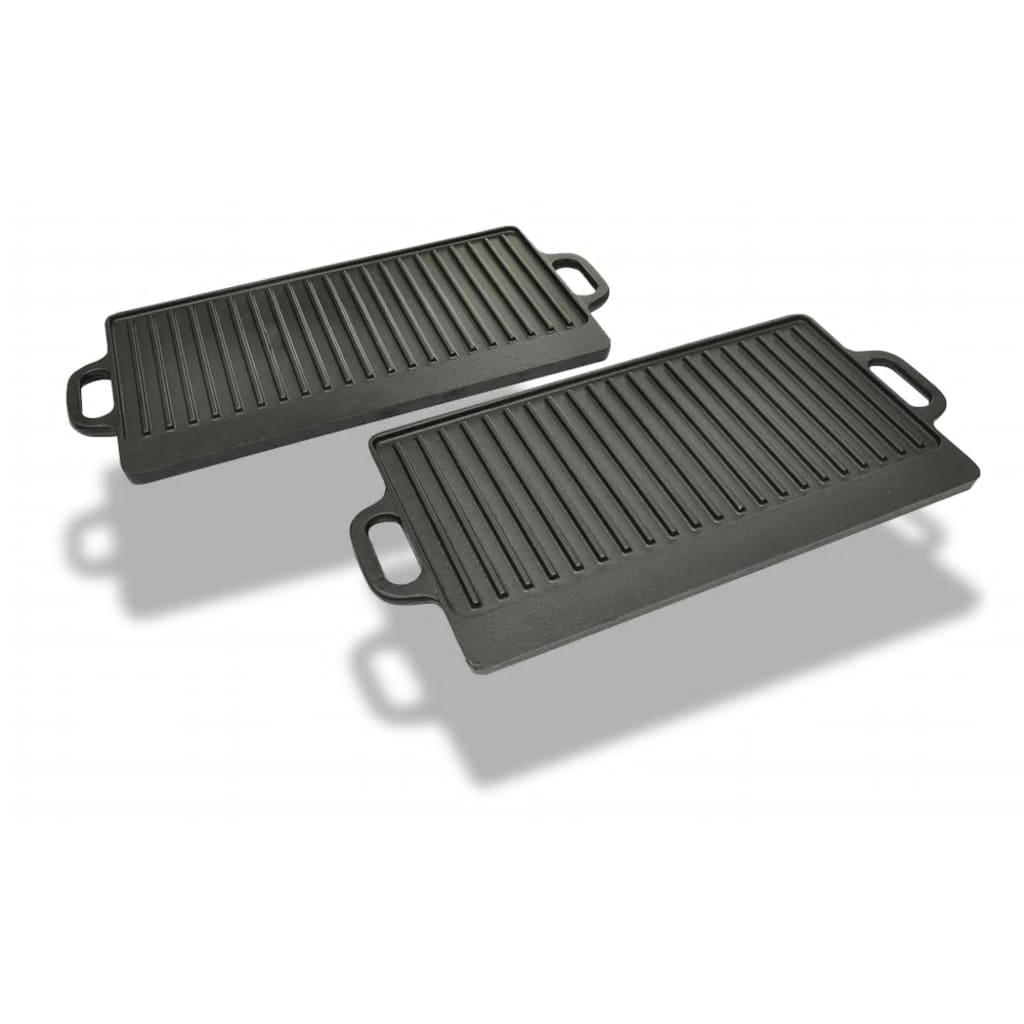 Grillplaat Gietijzer Dubbelzijdig 38X23 Cm 2 St