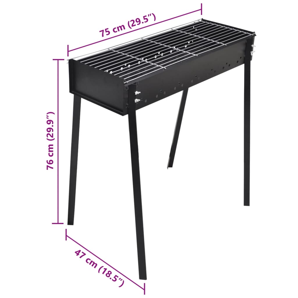 Houtskoolbarbecue Staand Vierkant 75X28 Cm