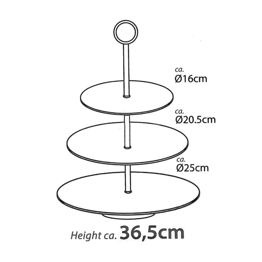 Excellent Houseware Etagère 3-Laags 36,5 Cm Roestvrij Staal