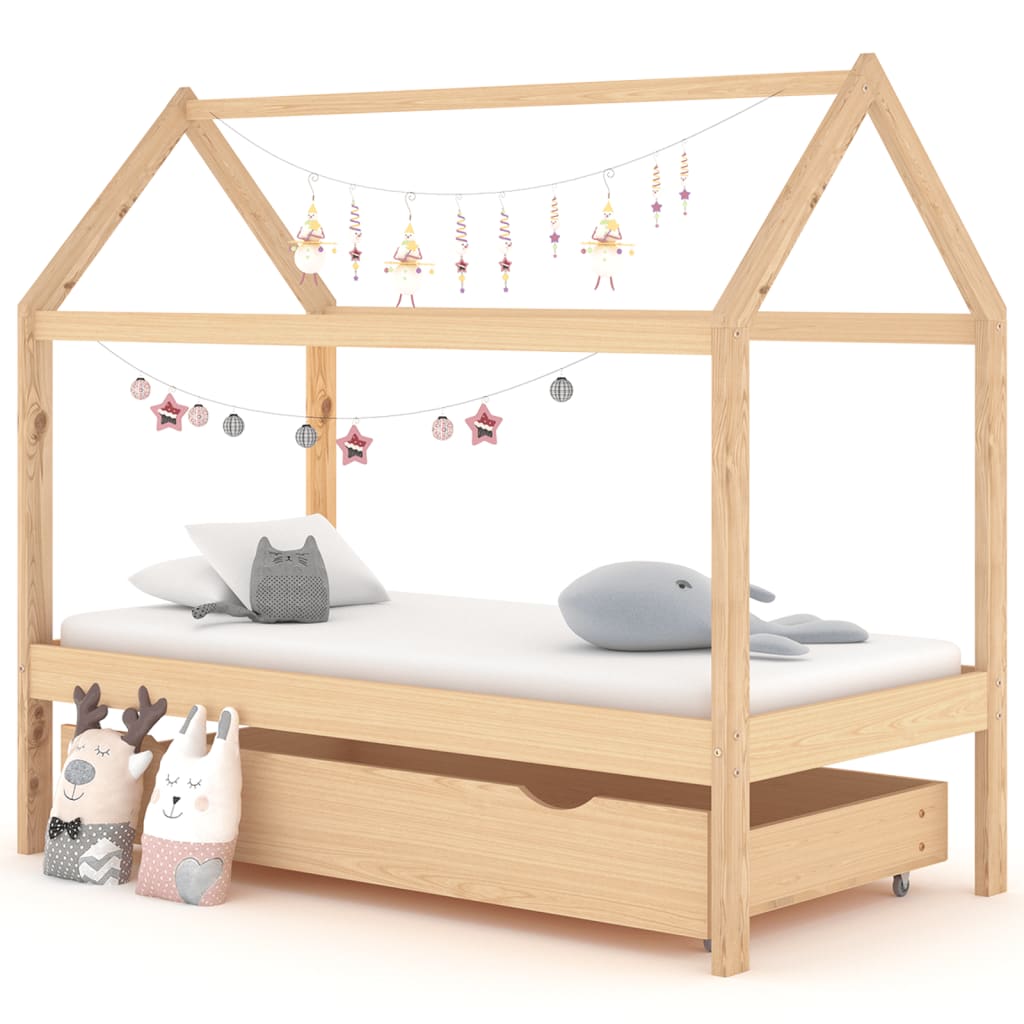 Kinderbedframe Met Lade Grenenhout