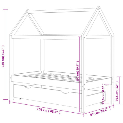 Kinderbedframe Met Lade Grenenhout