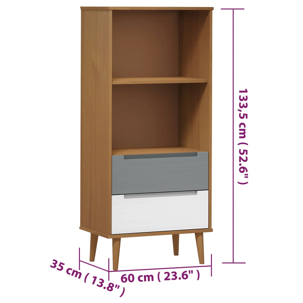 Boekenkast Molde 60X35X33,5 Cm Massief Grenenhout