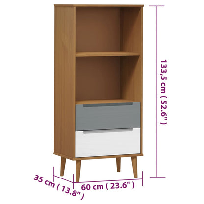 Boekenkast Molde 60X35X33,5 Cm Massief Grenenhout