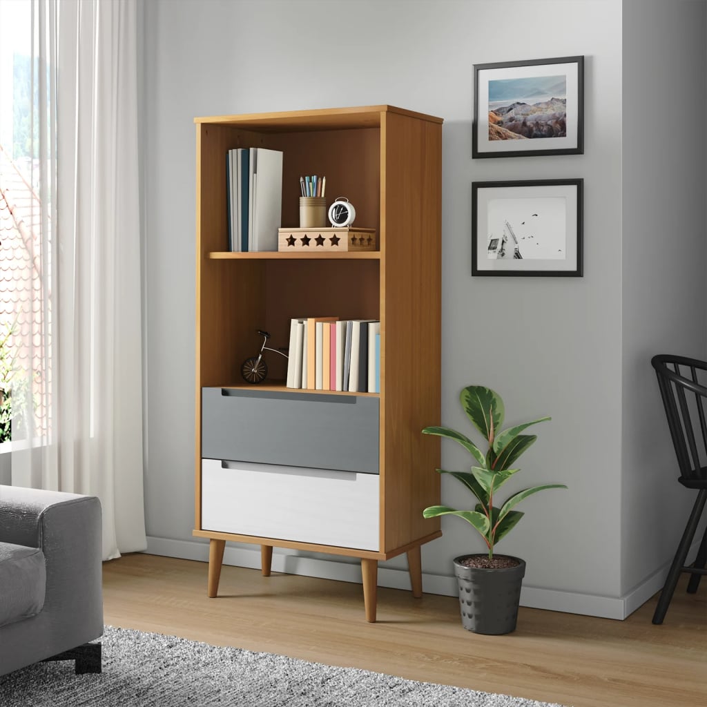 Boekenkast Molde 60X35X33,5 Cm Massief Grenenhout