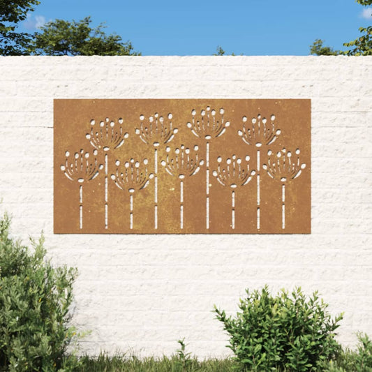 Wanddecoratie Tuin Bloemenontwerp 105X55 Cm Cortenstaal