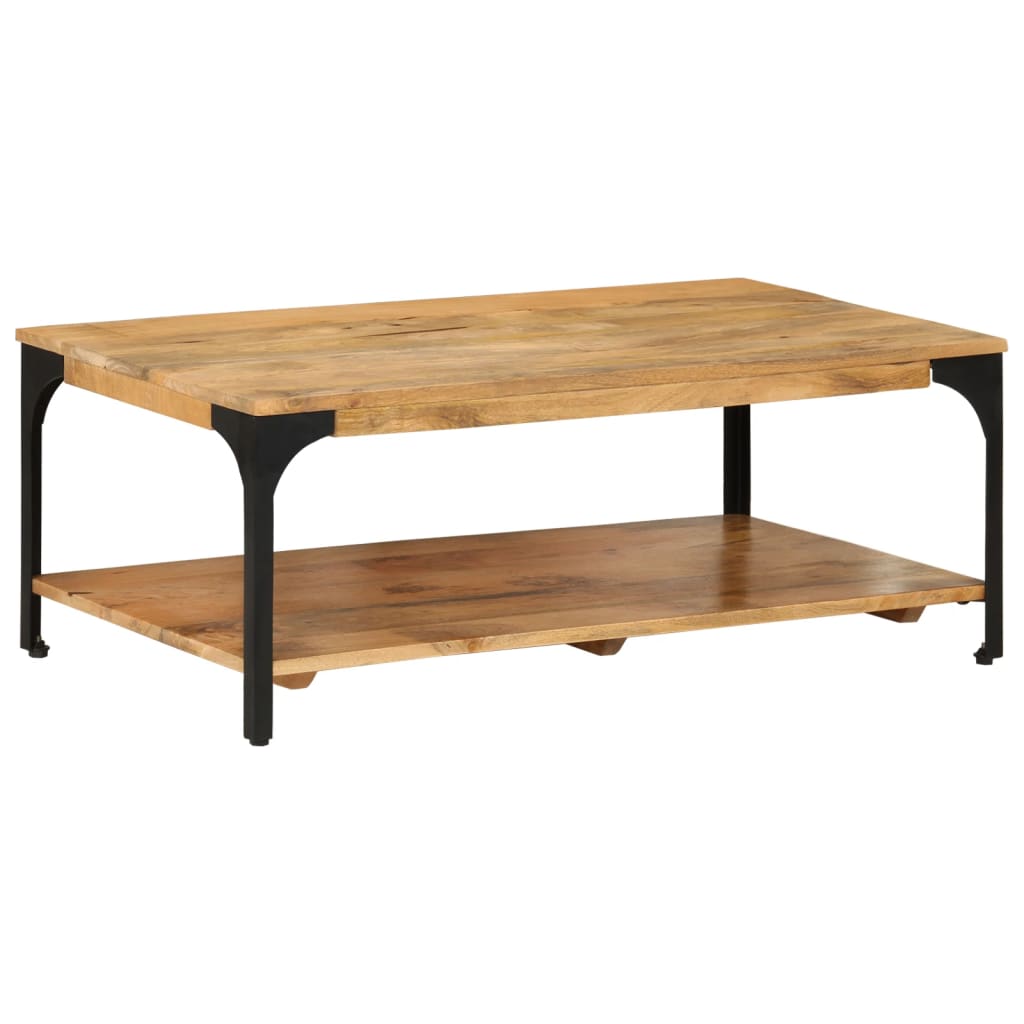 Salontafel 2-Laags 100X55X38 Cm Massief Mangohout En Staal