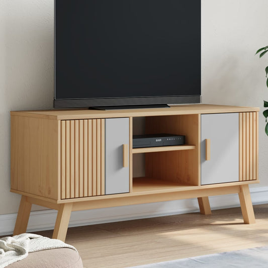 Tv-Meubel Olden 114X43X57 Cm Grenenhout Grijs En Bruin