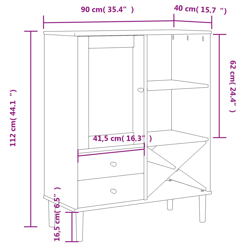 Hoge Kast Senja 90X40X112 Cm Rattan Look Grenenhout