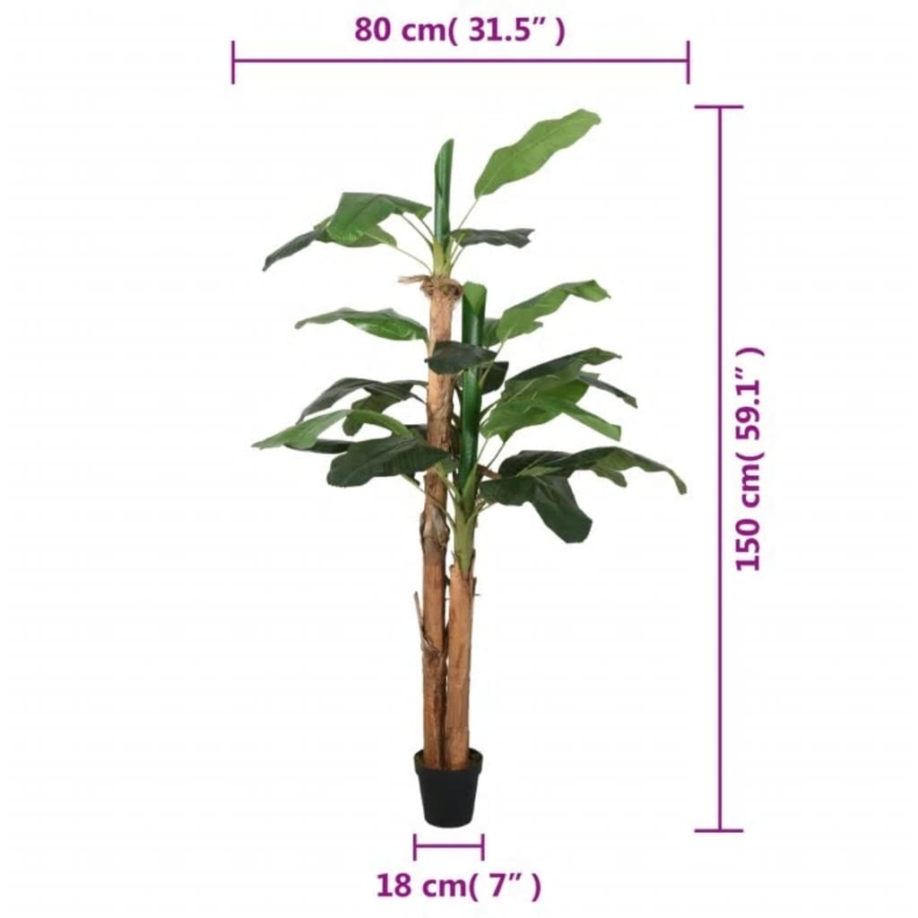 Kunstplant Bananenboom 18 Bladeren Groen