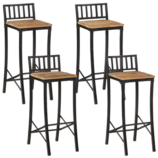 Barstoelen 4 St Massief Ruw Mangohout