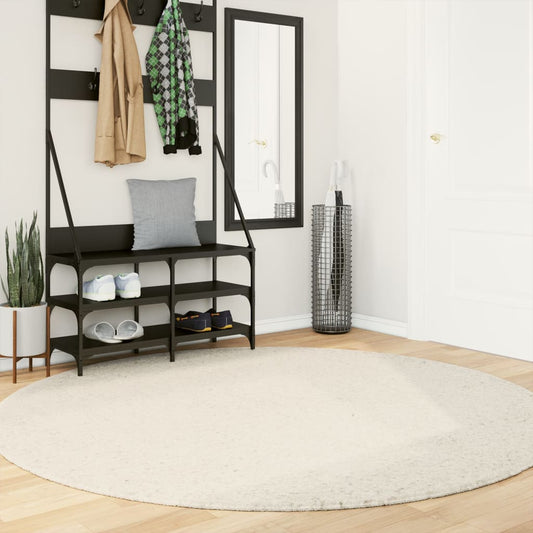 Vloerkleed Shaggy Hoogpolig Modern Ø 200 Cm Kleurig Crème