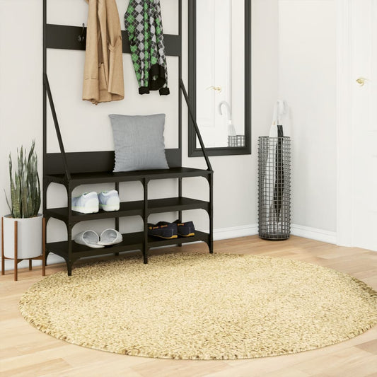 Vloerkleed Shaggy Hoogpolig Modern Ø 160 Cm Kleurig Goud