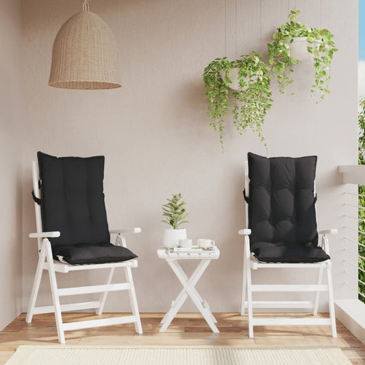 Stoelkussens 2 St Hoge Rug Oxford Stof Zwart