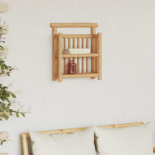 Wandplank Met Plank Met Opslag Bruin 40 X 13 X 44 Cm Bamboe