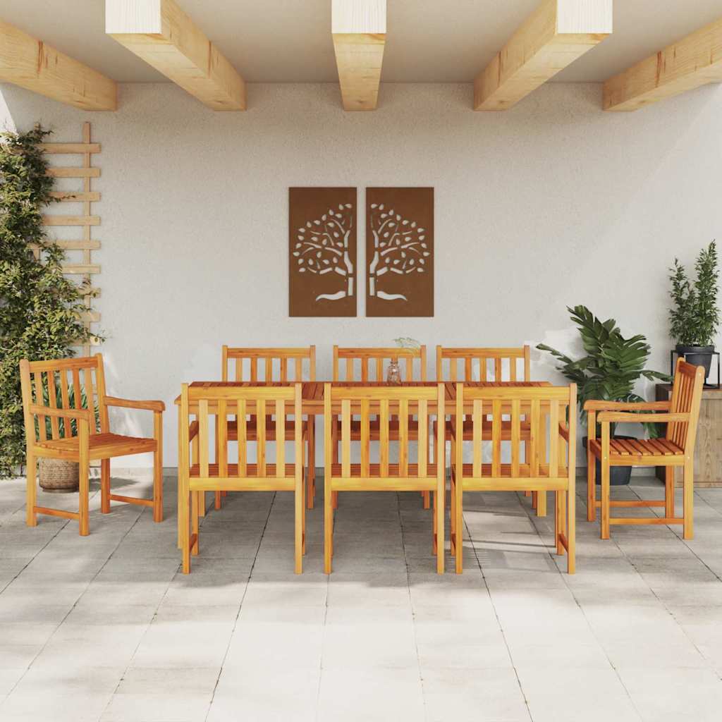 Tuin Eetset 9 Pcs Natuurlijk Hout 180 X 90 X 75 Cm