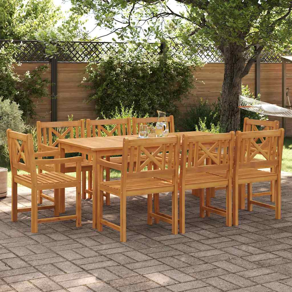 Tuin Eetset 9 Pcs Natuurlijk Hout 180 X 90 X 75 Cm